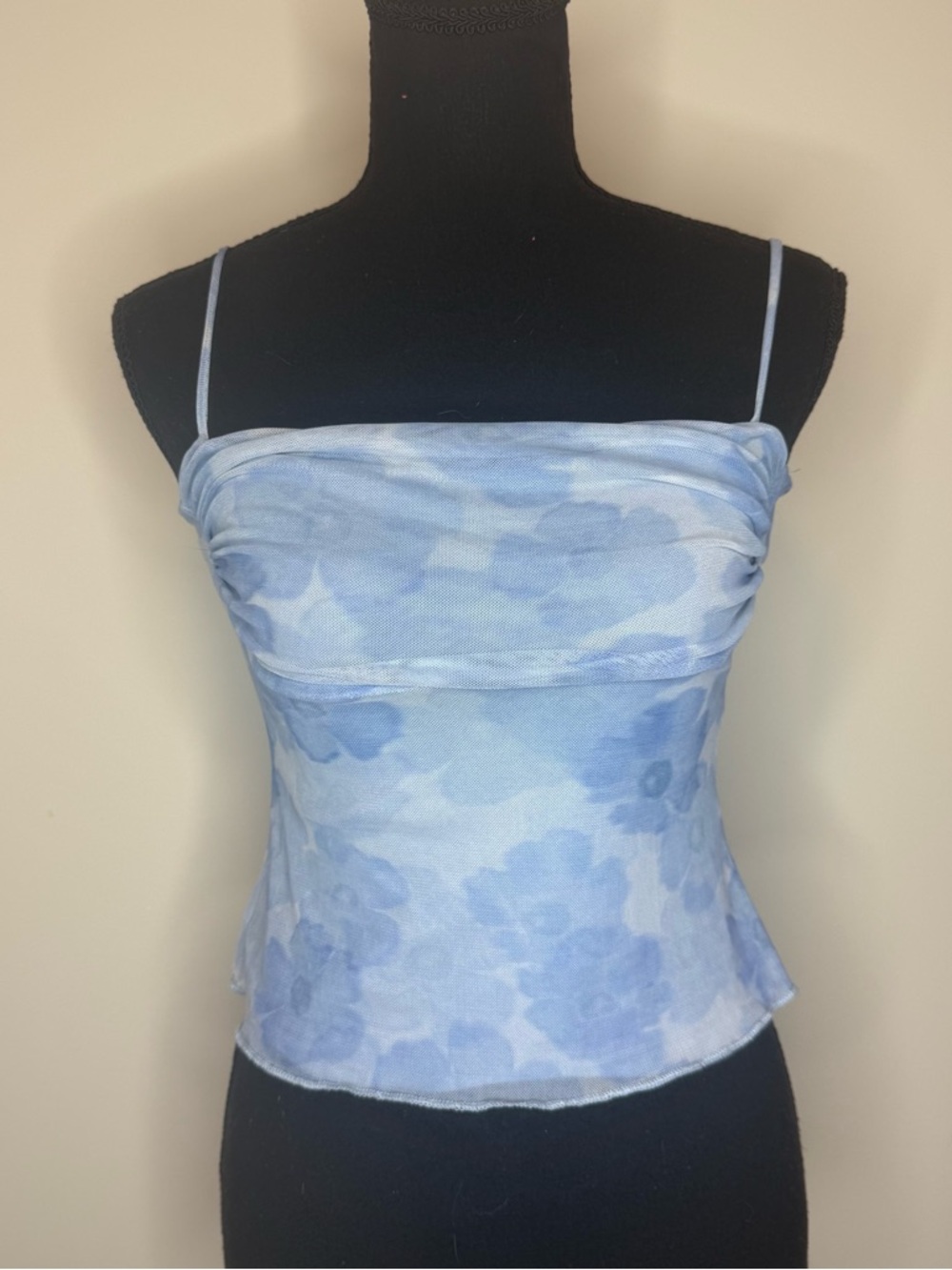 See You Monday Light Blue Floral Spaghetti Strap Cami
